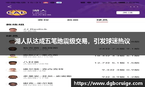 湖人队达成五笔地震级交易，引发球迷热议